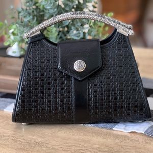 Brighton bag black with silver handles and shoulder strap